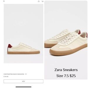 Zara Cream and Brown Sneakers with Retro-Inspired Design